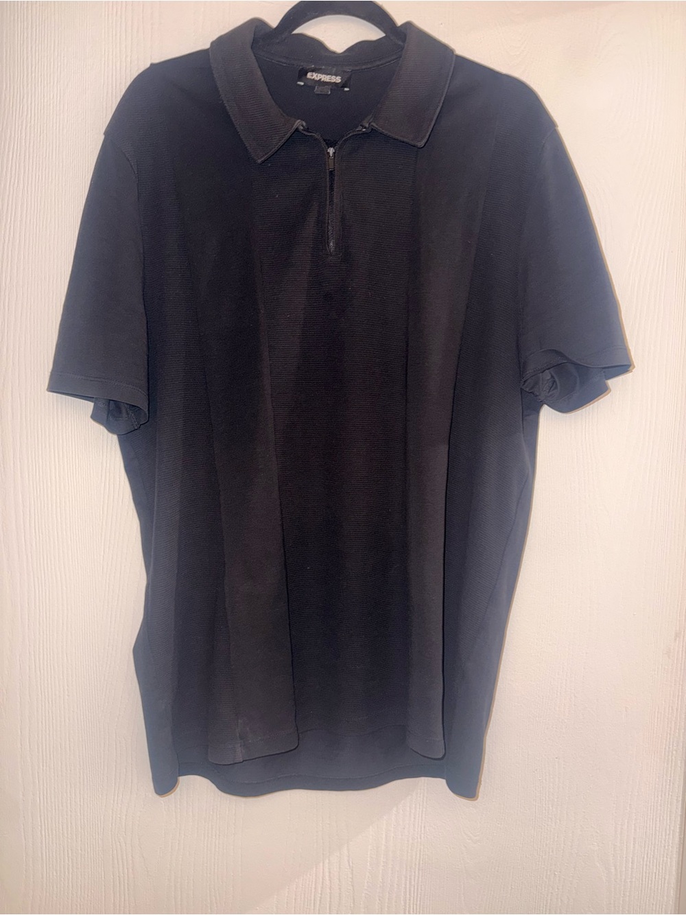 Express Men's Black Zip-Up Collar Shirt